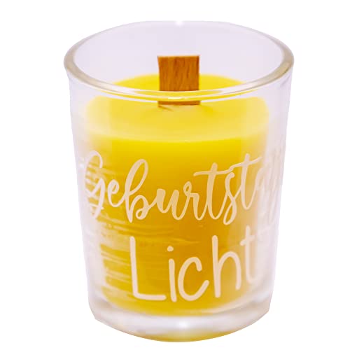 Bienenwachskerze im Glas mit Holzdocht "Geburtstagslicht" Cover