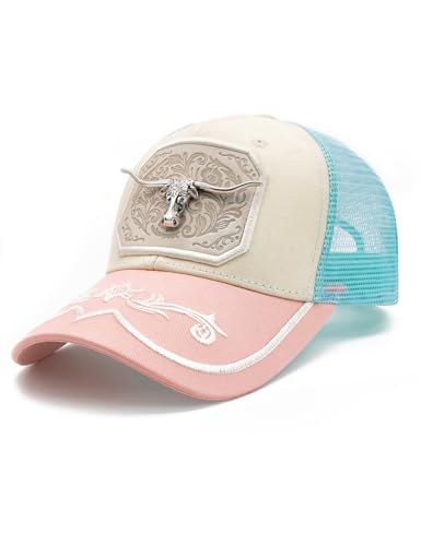 TOPACC Pink Cowboy Hats for Women Western Trucker Hat Cowgirl Outfit Country Concert Hat Cute Baseball Cap Rodeo