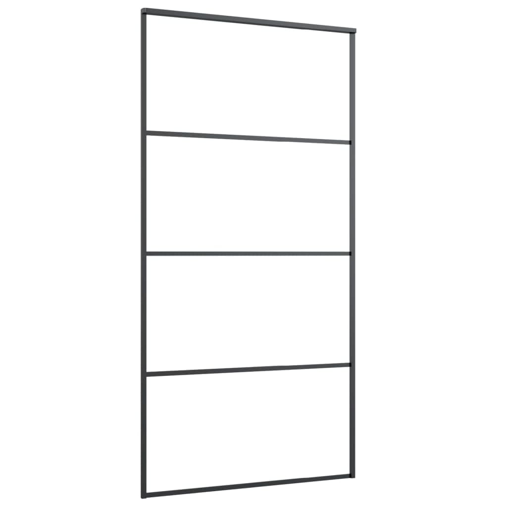 Puerta Corredera de Cristal con Set Herrajes Accesorio Puertas Interior Puerta corredera ESG Vidrio y Aluminio Puertas Interior Cristal para Sala de Estar Salón Habitación-102.5 x 205 cm