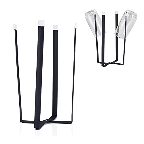 OmeHoin Soporte para vasos, botellas, escurridor de metal, para tazas, botellas, cristal, bolsas de almacenamiento, plegable, muy estable, negro, tamaño 14 x 27 cm Cover