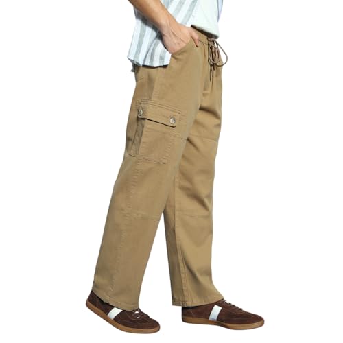 Image of Urbano Fashion Men's Loose Baggy Fit Cargo Jogger Chino Pant with 6 Pockets Stretchable