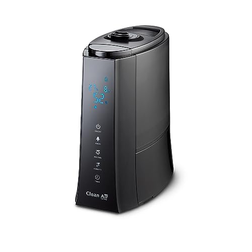 Clean Air Optima® CA-603 Ultraschall Luftbefeuchter – Ionisator zur Luftreinigung – Aromatherapie – 5L Wassertank – Hygrostat & Timer – Fernbedienung – Flüsterleise – Schwarz