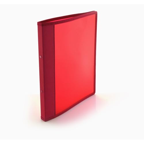 Carpeta Archivadora de 2 Anillas Metálicas Redondas - Bordes Reforzados en Tela y Bolsillo Interior, 5PP - 100% ECO by Office Box (Rojo, Anillas 16 mm - Lomo 2 cm)