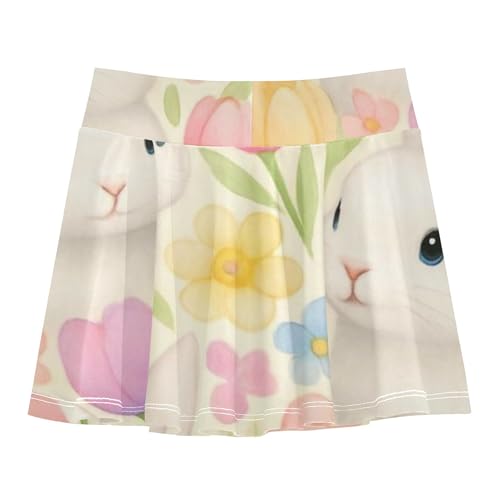 Athletic Shorts Girls Skorts Kids Tennis Skirts Clothes Butterfly Skirt Cute White Rabbits Tulips Colorful 3t2
