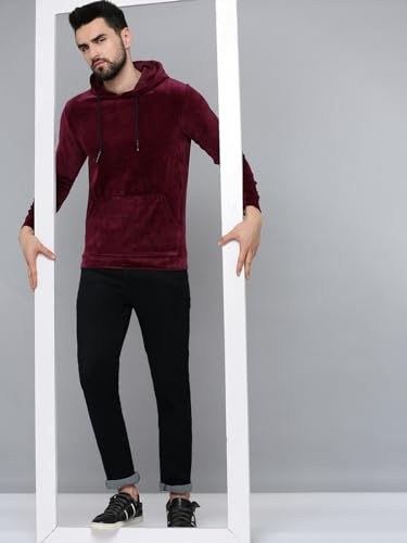 Image of SHOWOFFFF Men Solid Pullover Sweatshirt | Hooded Full Sleeves Cotton Sweatshirt's for Mens | Slim Fit Regular Length Sweatshirts for Men's