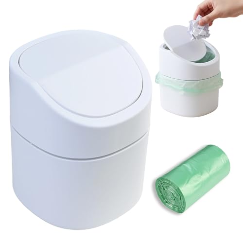 Rieoany Tischmülleimer mit Deckel 2L Mülleimer Bad Kleiner...