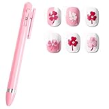 4-in-1 Nail Dotting Pen, Ballpoint Design Dotting Tools Nail Art, Size Marking Nails Art Pen with Pressing Head, Tip Dot Paint Manicure Pens for Painting Sculpting Rhinestones DIY (Pink)