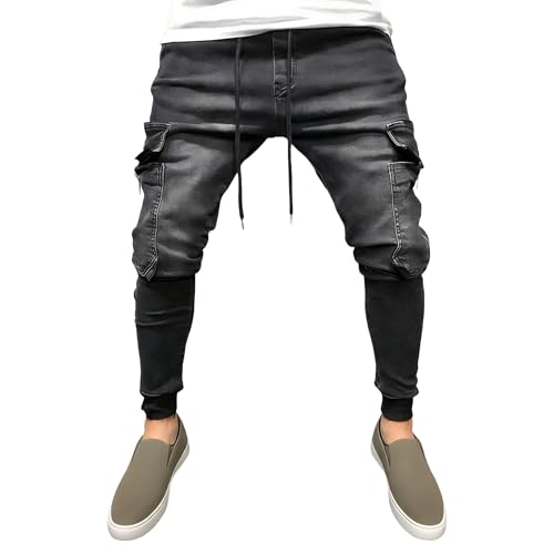 Jean cargo pour homme coupe ajustée et cordon de serrage confortable