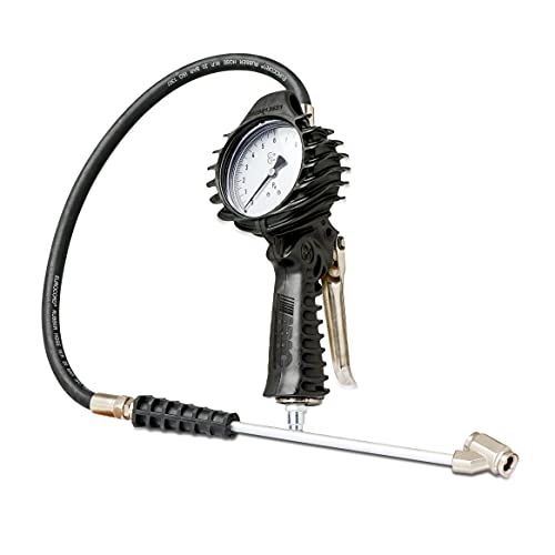 ABAC Kit para compresor inflador de neumáticos ABAC PRO Aprobado por la CEE - Manómetro de 80mm, conector de doble válvula para camiones y autobuses, manguera de 1,5m - Uso profesional - Peso: 0,86kg