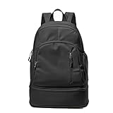 [ハルジオ] ジムバッグ リュック レディース 大容量 靴が入る ジム バッグ 大きさが変わる トレーニングバッグ ジムバック 部活 スポーツ トレーニング 筋トレ フィットネス 旅行 通勤通学 アウトドア バック シューズ収納 カバン おしゃれ (黒色)