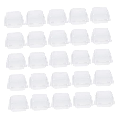 PRETYZOOM 50pcs Crisper Box Food Storage Containers Covers Plastic Single Use for Cakes Mousse Occasions Baby Shower Bridal Shower Wedding Birthday Anniversary Christmas