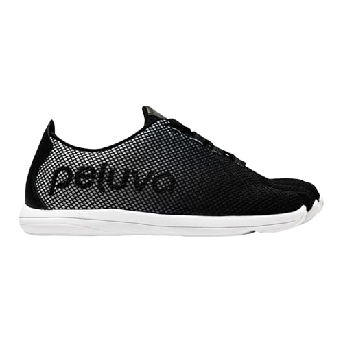 Peluva Strand Sport Mesh Trainer | Mens 5-Toe Zero-Drop Barefoot Shoes Black/White