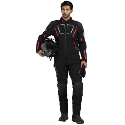 Image of Royal Enfield ADVENTURER XT RIDING TROUSER| CE level 2 armor at knee & hip | High abrasion resistance 610 D cordura fabric | Superfabric at Knees | Waistband adjusters | BLACK 36 inch