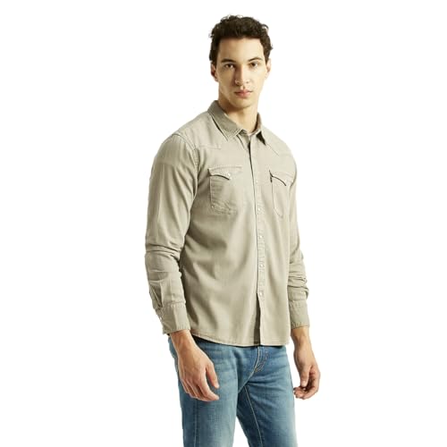 Image of Levi's Men's Solid Beige Slim Fit Shirt