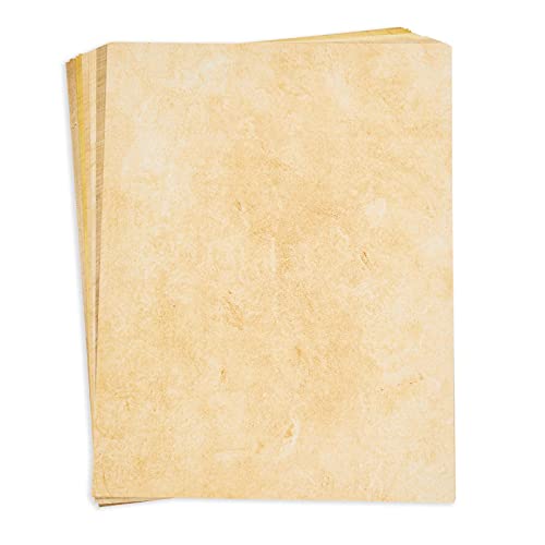 48 Pack Stationary Paper - Old Fashion Aged Classic Vintage Antique Design - Double Sided - 6 Colored Designs - For Arts, Crafts, Maps, Certificates, Invitations - 48 Sheets Total - 100Gsm, 8.5" X 11" #TOP7