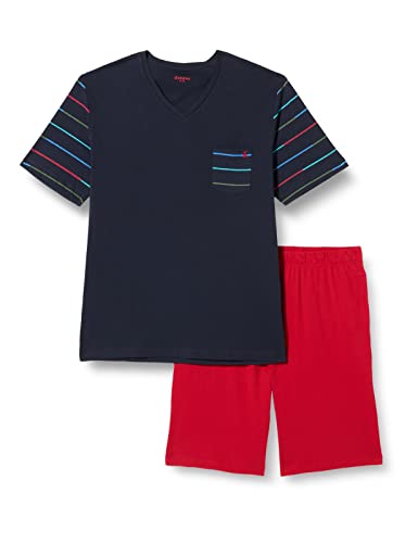 Eminence - Ensemble de Pyjama Court Homme Col V - Business Print LP77 - Bleu et Marine