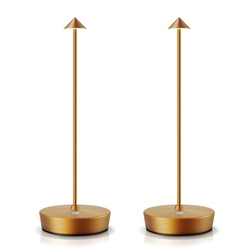 SAKRINGT 2 Pack Cordless Table Lamps Rechargeable, 6000mAh Battery Operated Waterproof Stepless Dimming Modern Portable LED Table Light for Restaurant Dining Patio Outdoor