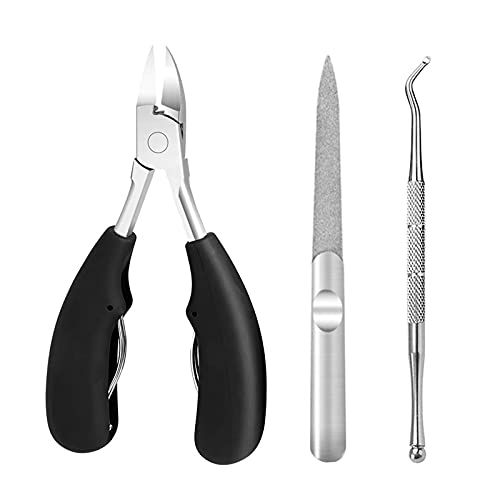 Ingrown Toenail Clippers Tool Kit, 3 Pcs Heavy Duty Nail Clippers, Thick Nails Toenails Trimmer and Professional Podiatrist Toenail Clippers with Stainless Steel Super Sharp Blades for Adults Men