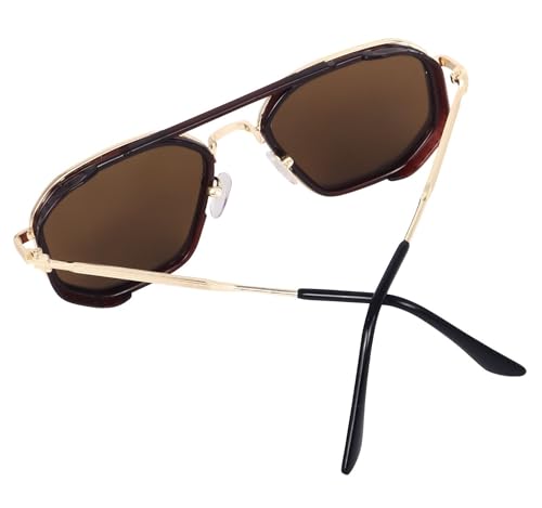 Image of Vintage Steampunk Sunglasses for Men & Women - Retro Hexagonal Metal Frame Gothic Glasses with UV400 Protection - Non-Polarized Fashion Eyewear