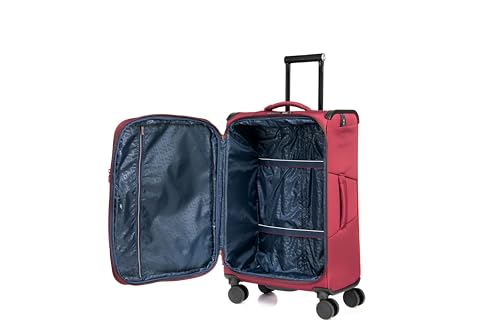 Image of Verage Luxe Toledo Set of 2 (S+M) Softsided Lightweight Spinner Wheels Luggage, Expandable Suitcase with TSA Lock & LED Flashlight, Burgundy (20 /24)