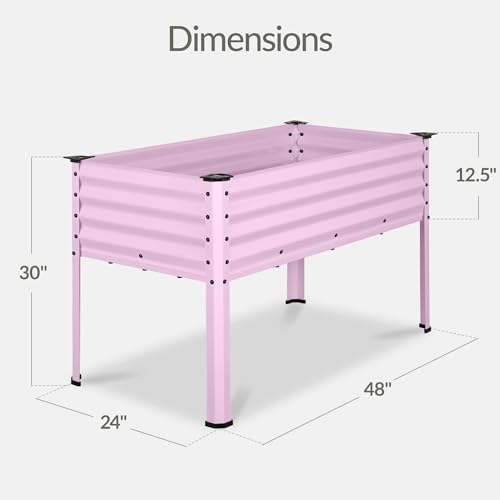 Image of Best Choice Products 48x24x30in Galvanized Raised Garden Bed, Metal Elevated Planter Box, Vegetable Garden for Backyard, Patio, Balcony, 100% Non Toxic Materials - Pink