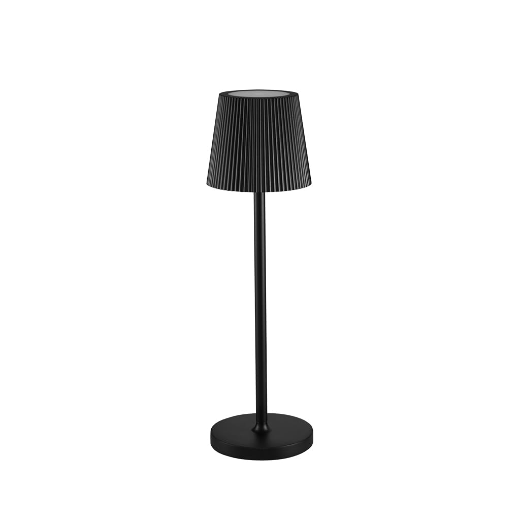 EMMA Lampada da Tavolo LED Ricaricabile con Touch Dimmer| Autonomia fino a 48h|Ricarica USB con Base di Ricarica| IP54 per Interni ed Esterni |Design Originale in Alluminio (Nero)