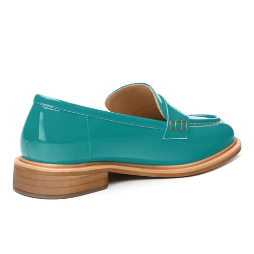 Image of JUSTDANNI Loafers for Women Slip On Shoes with Round Toe 1.2-Inch Low Chunky Block Heel Patent Comfortable Casual Dress Pump Shoes for Wedding Party Work Shopping Dating