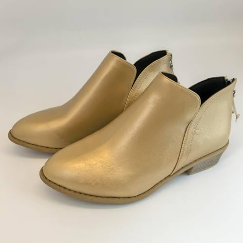 Women's Ankle Boots Side V Cut Design Rear Zipper Low Heel Chunky Heel Leather Stylish Casual Short Western Booties3