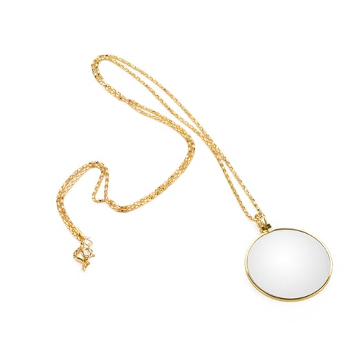 Kodrily Monocle for Eye Gold Eye Monocle Glasses Pendant Zinc Alloy Magnifying Glass Necklace Monocle with 18.1in Chain 5X Necklace Magnifier for Reading Jewelry Crafts 1Pcs