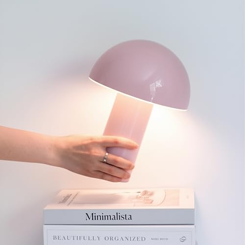Brightech Celia Rechargeable Dimmable Mushroom Touch Lamp (Pink, 10in)
