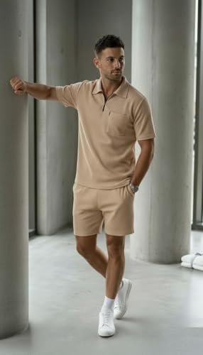Image of SMOWKLY Men's Cotton Blend Pyjama Set | Half Sleeve Polo T Shirt & Shorts for Men | Summer Co Ord Set |Casual Lounge Outfit | Night Suit for Men | Comfortable Sleepwear