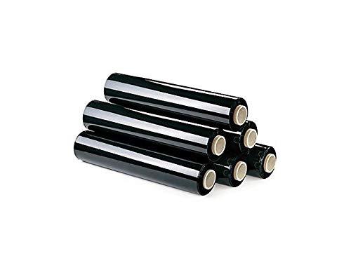 Pack de 6 Bobinas de Plástico Film Estirable Elástico LPED 23My Manual Industrial para Embalar Paletizar y Proteger Carga | 50cm x 130m Negro | 2,2kg