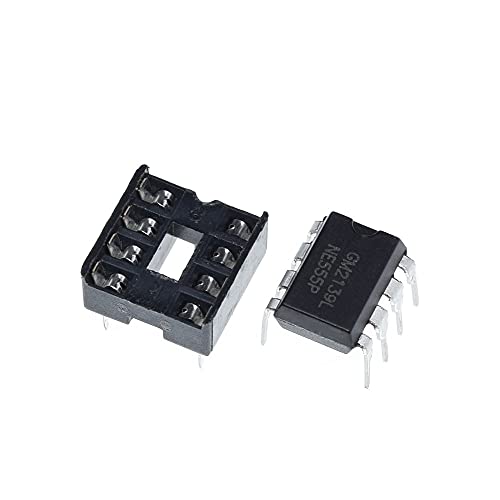 NE555 IC 555 lot de 10 puces oscillateur temporisateur programmables avec supports 8 broches