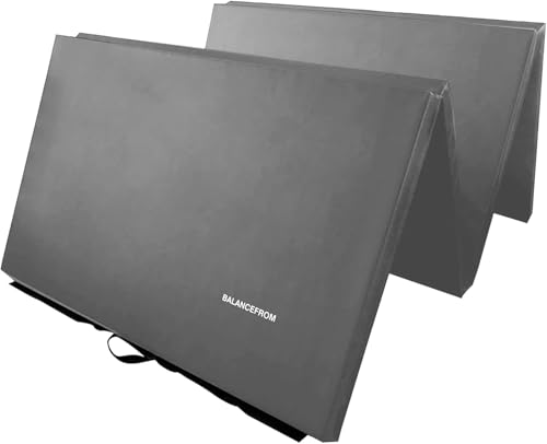 Image of BalanceFrom 6x4 Feet 4-Panel Folding Gymnastics Mat - 2-Inch Thick Pad with Vinyl Surface and Carrying Handles for Tumbling, Yoga, Pilates, Home Workouts, and Martial Arts