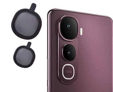 Image of Primiume HD+ Upgraded Camera Lens Frame Glass for Vivo Y400 Pro 5G Camera Lens Protector and Aluminum Alloy Rings - Black /2Pack
