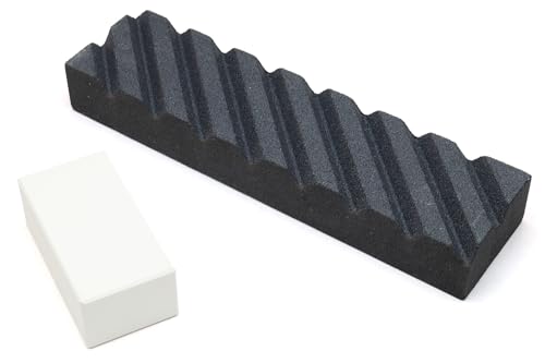 Yoshihiro Knife Sharpening Stone Fixer & Nagura Conditoning Stone Chef's Tools (Regular Set - Black)