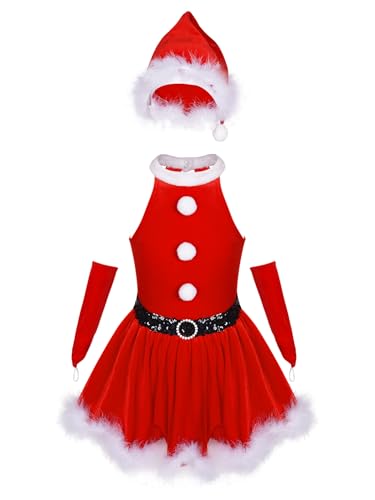 Robe de Noël en velours fille costume Père Noël taille 98 à 176