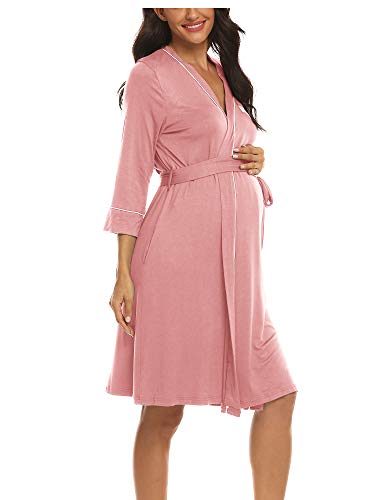 Molliya Maternity Nursing Robe Women Pregnancy Labor Delivery Hospital Nightgowns Cotton Pregnancy Bathrobe With Pockets #TOP3