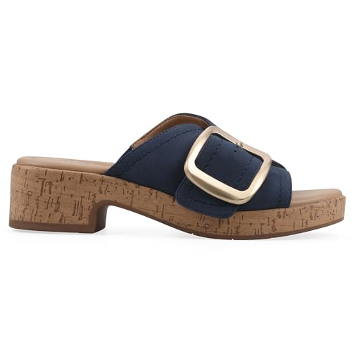 Cliffs by White Mountain Women's Cushioned Filipa Heeled Sandal, Dark Blue Nubuck, 8.5 M by CLIFFS BY WHITE MOUNTAIN - Used condition - Image 3