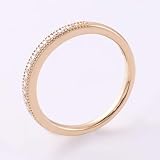 Ayoiow Pierścionki damskie z żółtego złota 14 K, szlif okrągły, biały, Moissanit Simple Dainty, pierścionek zaręczynowy