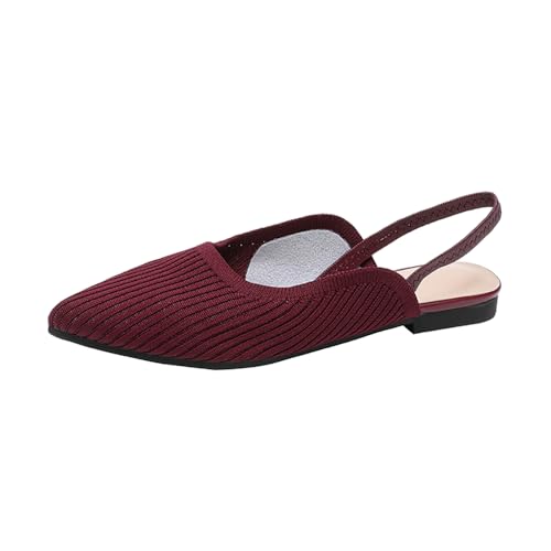 Slingback Flats for Women Pointed-Toe Elegant Women's Ballet Flats Breathable Knit Comfortable Dress Shoes for Casual Work Office Party, Model XTZ-BT6 - Main Image