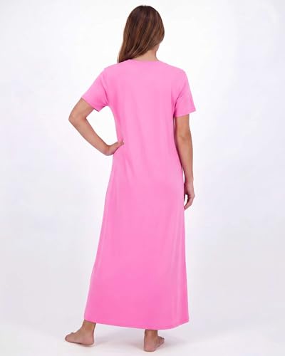 Image of Real Essentials 3 Pack: Women's Soft Maxi Long Nightshirt Short Sleeve Soft Nightgown Sleep Dress (Available in Plus Size)