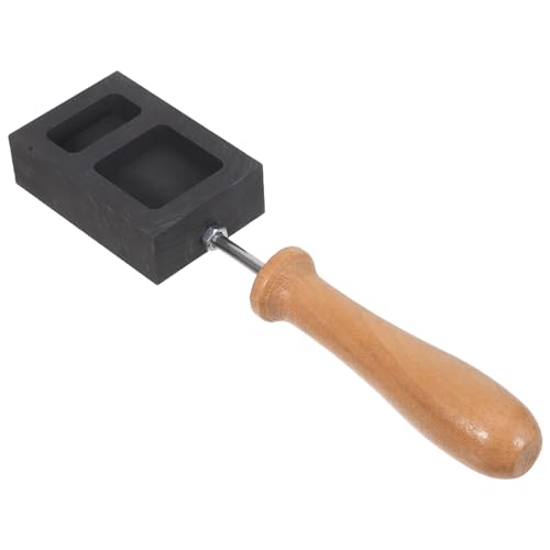 Veemoon Moule en Graphite pour Fusion D’Or et Cuivre 150g Poignée en Bois, Outil de Fonderie de Métaux pour Fabrication de Bijoux, Moulage Précis Adapté Atelier de Bijouterie Artisanale