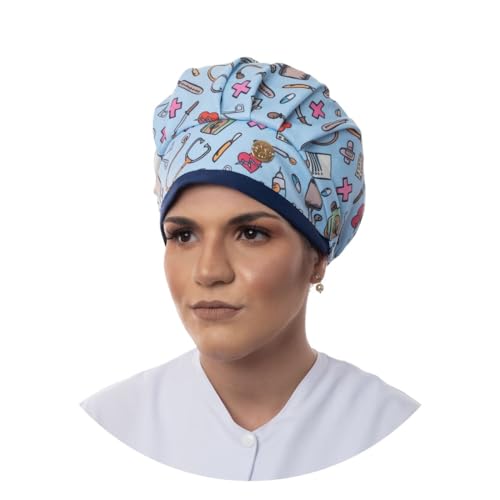 Touca Bandana Feminina - Diversas Estampas Enfermagem (AZUL ESTAMPADA)