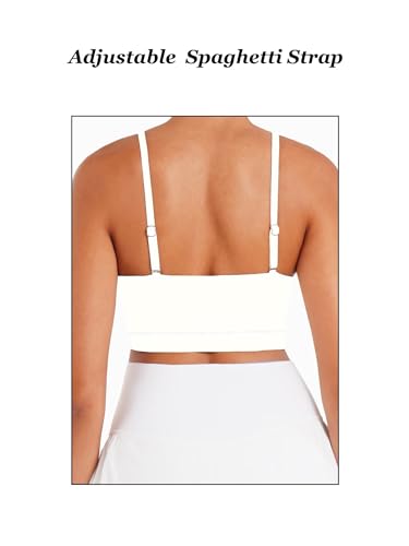 Image of Sunzel Adjustable Straps Sports Bra Padded Yoga Crop Top Light Support | Buttery Soft, Wireless, Adjustable Spaghetti Straps, Removable Pads, Bandeau Bra with Straps, Workout Gym Daily Wear