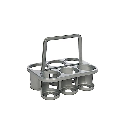 Novaliv Portabotellas para 6 botellas, agarre estable, cesta de bebidas de plástico, apilable, 32 x 23 x 28 cm, color plateado, ideal para cocina y sótano, para bebidas, portabebidas, caja para
