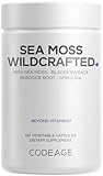 Codeage Raw Wildcrafted Irish Sea Moss Supplement, Spirulina Algae, Bladderwrack Seaweed, Burdock Root, Black Pepper, Vegan, Non-GMO, 120 Capsules