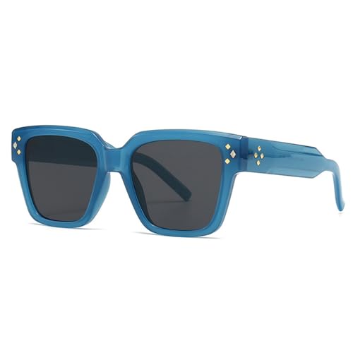 Lunettes de soleil carrées rétro unisexes avec verres dégradés gris thé UV400