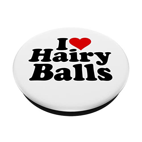 I LOVE HEART HAIRY BALLS PopSockets Swappable PopGrip, Black - Image 2