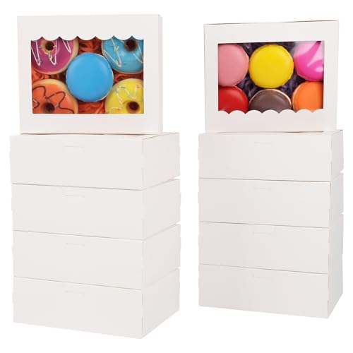 GXFCING 15Pcs White Cookie Boxes with Window 6 x 5 x 2 inches Disposable Food Grade Small Bakery Boxes for Brownie Biscuit Macaron Candy Sweet Chocolate Packing